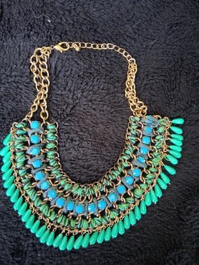 Gold-Tone Turquoise & Teal Statement Necklace
